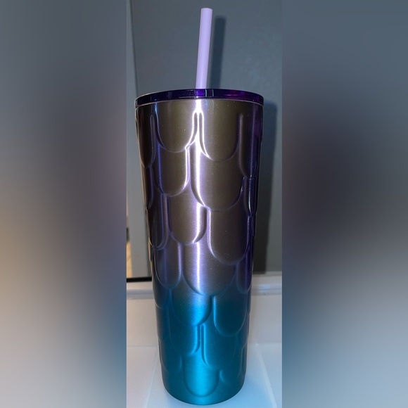 STARBUCKS TWILIGHT MERMAID PURPLE/TEAL SPRING 24oz TUMBLER COLD CUP NWT - Picture 4 of 6